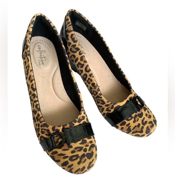 Clarks Flores Poppy Leopard Print Pump Size 9 1/2 - Picture 2 of 9